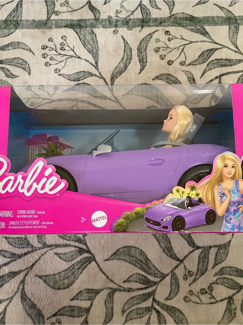 Mattel Barbie Doll and Purple Convertible Car Playset New In Box